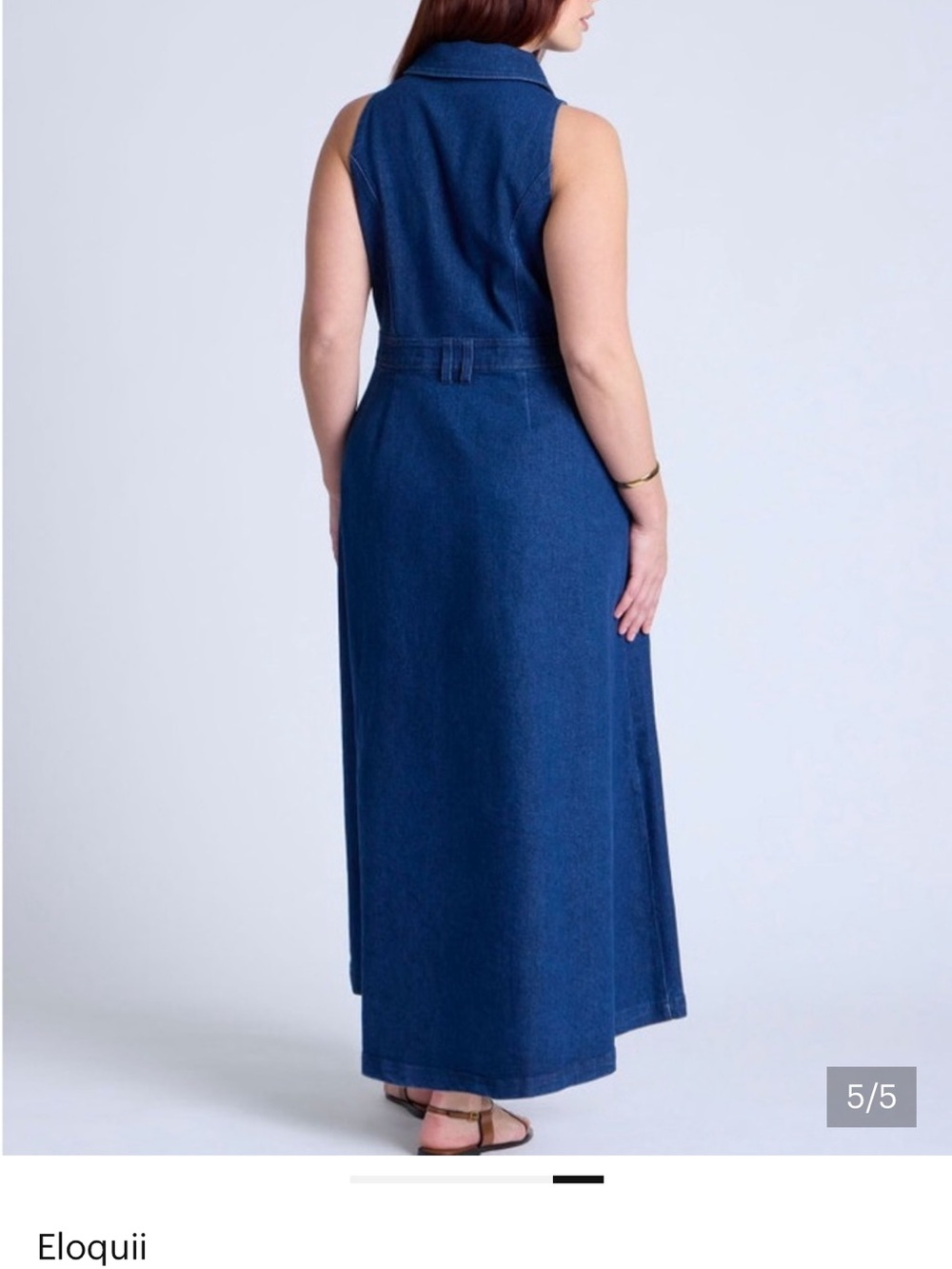 Eloquii Sleeveless Button-Front Maxi Dress in Deep Blue - Picture 5 of 6